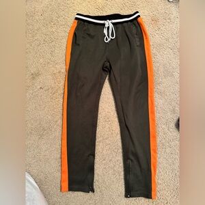 Olive Green and Orange Track Pants